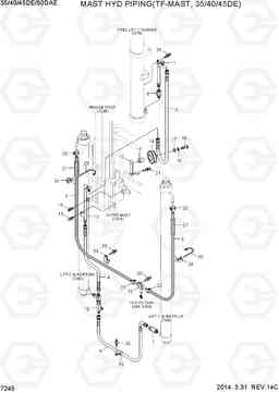 7245 MAST HYD PIPING (TF-MAST,35/40/45DE) 35/40/45D-7E,50D-7AE, Hyundai