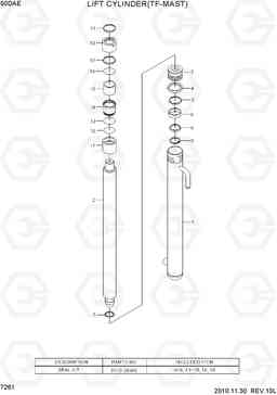 7261 LIFT CYLINDER (TF-MAST,50DAE) 35/40/45D-7E,50D-7AE, Hyundai
