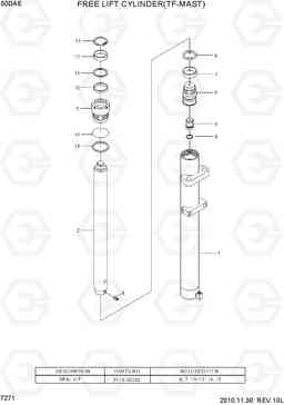 7271 FREE LIFT CYLINDER (TF-MAST,50DAE) 35/40/45D-7E,50D-7AE, Hyundai