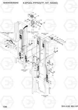 7295 4-SPOOL PIPING (TF, INT, 50DAE) 35/40/45D-7E,50D-7AE, Hyundai