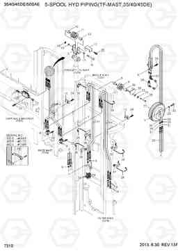 7310 5-SPOOL HYD PIPING(TF-MAST,35/40/45DE) 35/40/45D-7E,50D-7AE, Hyundai