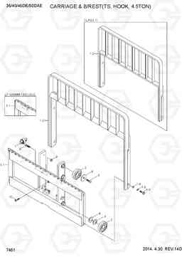 7451 CARRIAGE & B/REST(TS,HOOK, 4.5TON) 35/40/45D-7E,50D-7AE, Hyundai