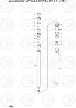 7460 LIFT CYLINDER (TS-MAST,3.5~4.5TON) 35/40/45D-7E,50D-7AE, Hyundai