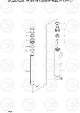 7471 FREE LIFT CYLINDER(TS-MAST, 5.0TON) 35/40/45D-7E,50D-7AE, Hyundai