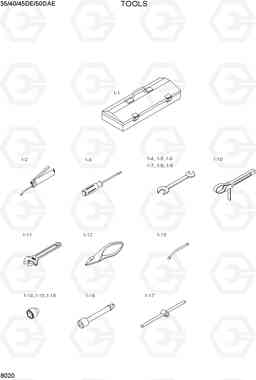 8020 TOOLS 35/40/45D-7E,50D-7AE, Hyundai