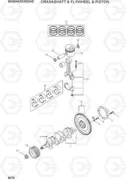 9070 CRANKSHAFT & FLYWHEEL & PISTON 35/40/45D-7E,50D-7AE, Hyundai