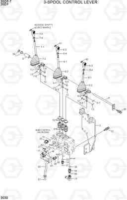 3030 3-SPOOL CONTROL VALVE LEVER 35DF-7, Hyundai