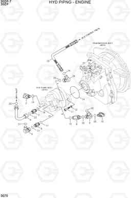 3070 HYD PIPING-ENGINE 35DF-7, Hyundai