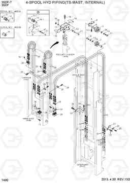 7490 4-SPOOL HYD PIPING (TS-MAST, INTERNAL) 35DF-7, Hyundai