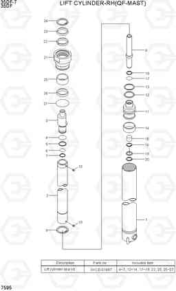 7595 LIFT CYLINDER-RH (QF-MAST) 35DF-7, Hyundai