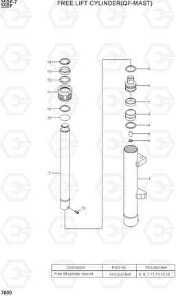 7600 FREE LIFT CYLINDER (QF-MAST) 35DF-7, Hyundai