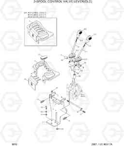 3010 2-SPOOL CONTROL VALVE LEVER(OLD) 35DS/40DS/45DS-7, Hyundai