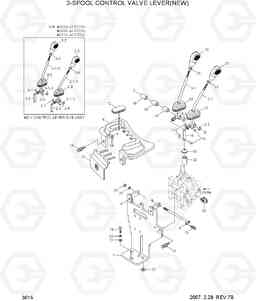 3015 2-SPOOL CONTROL VALVE LEVER(NEW) 35DS/40DS/45DS-7, Hyundai