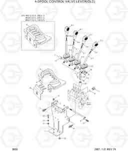 3030 4-SPOOL CONTROL VALVE LEVER(OLD) 35DS/40DS/45DS-7, Hyundai