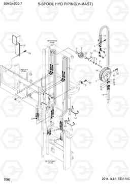 7080 5-SPOOL HYD PIPING (V-MAST) 35DS/40DS/45DS-7, Hyundai