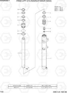 7161 FREE LIFT CYLINDER (VF-MAST, NEW) 35DS/40DS/45DS-7, Hyundai