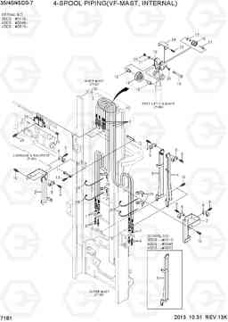 7181 4-SPOOL HYD PIPING (VF-MAST, INTERNAL) 35DS/40DS/45DS-7, Hyundai