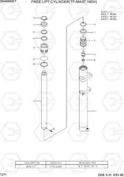 7271 FREE LIFT CYLINDER (TF-MAST, NEW) 35DS/40DS/45DS-7, Hyundai