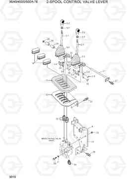 3010 2-SPOOL CONTROL VALVE LEVER 35/40/45DS/50DA-7E, Hyundai