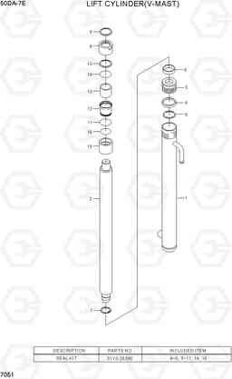 7051 LIFT CYLINDER (V-MAST,50DA-7E) 35/40/45DS/50DA-7E, Hyundai