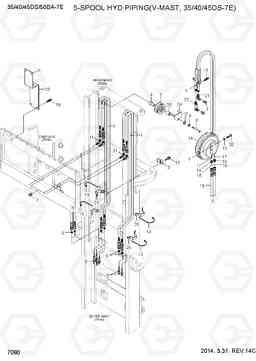 7080 5-SPOOL HYD PIPING (V-MAST,35~45DS-7E) 35/40/45DS/50DA-7E, Hyundai