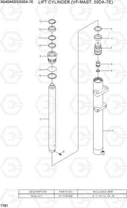 7161 FREE LIFT CYLINDER (VF-MAST, 50DA-7E) 35/40/45DS/50DA-7E, Hyundai