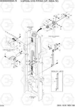 7171 3-SPOOL HYD PIPNG (VF-MAST, 50DA-7E) 35/40/45DS/50DA-7E, Hyundai