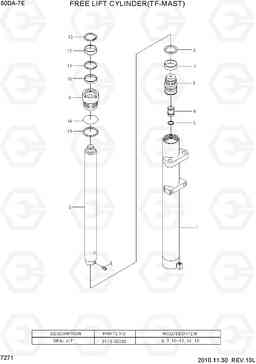 7271 FREE LIFT CYLINDER (TF-MAST, 50DA-7E) 35/40/45DS/50DA-7E, Hyundai