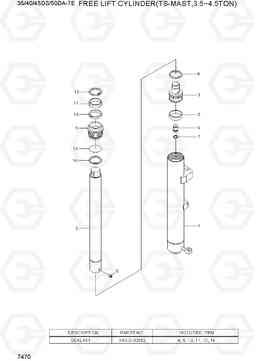 7470 FREE LIFT CYLINDER(TS-MAST,3.5~4.5TON) 35/40/45DS/50DA-7E, Hyundai