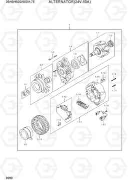9290 ALTERNATOR(24V-50A) 35/40/45DS/50DA-7E, Hyundai