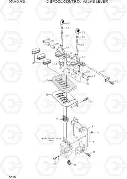 3010 2-SPOOL CONTROL VALVE LEVER 35/40/45L-7, Hyundai