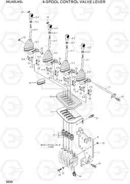 3030 4-SPOOL CONTROL VALVE LEVER 35/40/45L-7, Hyundai