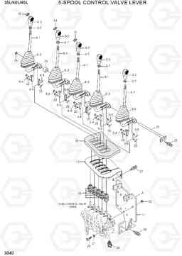 3040 5-SPOOL CONTROL VALVE LEVER 35/40/45L-7, Hyundai