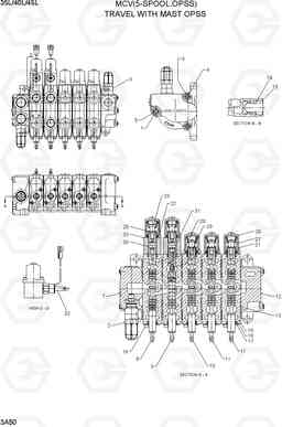 3A50 MCV(5-SPOOL, TRAVEL WITH MAST OPSS) 35/40/45L-7, Hyundai