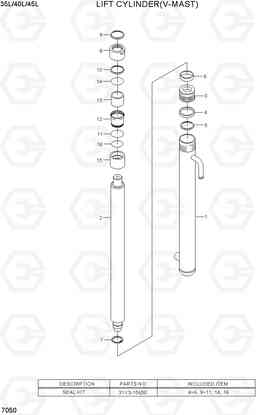 7050 LIFT CYLINDER (V-MAST) 35/40/45L-7, Hyundai