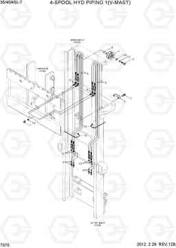 7070 4-SPOOL HYD PIPING (V-MAST) 35/40/45L-7, Hyundai