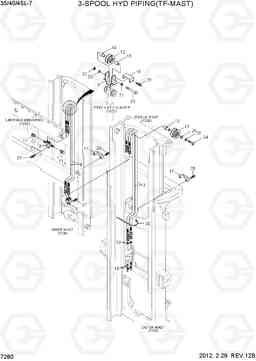 7280 3-SPOOL HYD PIPING (TF-MAST) 35/40/45L-7, Hyundai