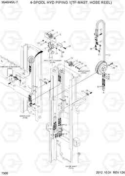 7300 4-SPOOL HYD PIPING 1(TF-MAST, H/REEL) 35/40/45L-7, Hyundai