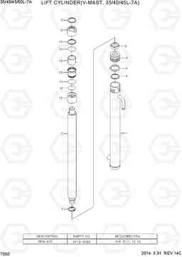 7050 LIFT CYLINDER (V-MAST, 35/40/45L-7A) 35/40/45/50L-7A, Hyundai