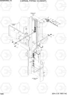 7060 3-SPOOL HYD PIPING 1 (V-MAST) 35/40/45/50L-7A, Hyundai