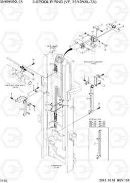 7170 3-SPOOL HYD PIPING (VF, 35/40/45L-7A) 35/40/45/50L-7A, Hyundai