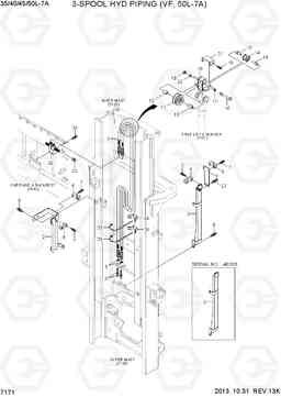 7171 3-SPOOL HYD PIPING (VF-MAST, 50L-7A) 35/40/45/50L-7A, Hyundai