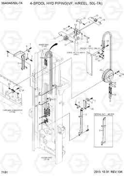 7191 4-SPOOL HYD PIPING (VF, H/REEL, 50L-7A) 35/40/45/50L-7A, Hyundai