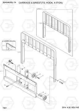 7451 CARRIAGE & B/REST(TS,HOOK, 4.5TON) 35/40/45/50L-7A, Hyundai