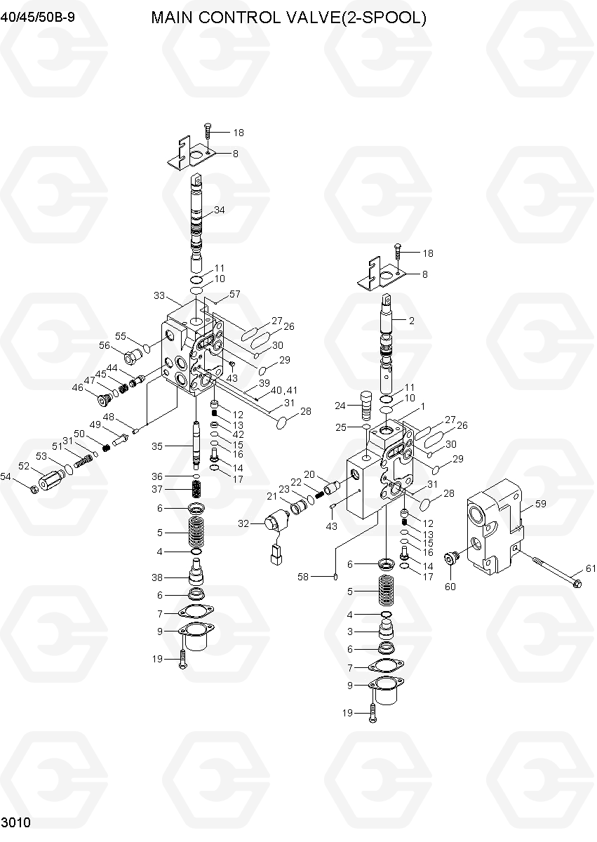 3010 MAIN CONTROL VALVE(2-SPOOL) 40/45/50B-9, Hyundai