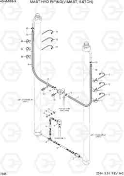 7035 MAST HYD PIPING(V-MAST, 5.0TON) 40/45/50B-9, Hyundai