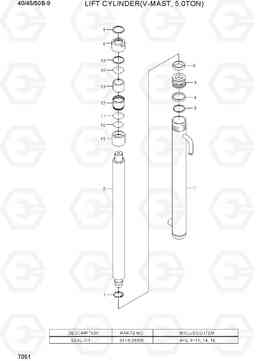 7051 LIFT CYLINDER(V-MAST, 5.0TON) 40/45/50B-9, Hyundai