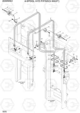 7070 4-SPOOL HYD PIPING (V-MAST) 40/45/50B-9, Hyundai