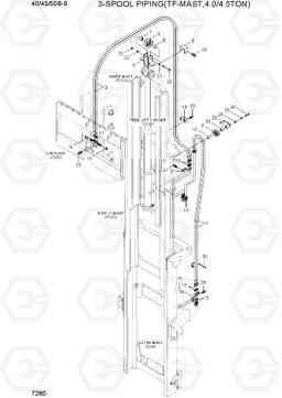 7280 3-SPOOL PIPING(TF-MAST, 4.0/4.5TON) 40/45/50B-9, Hyundai