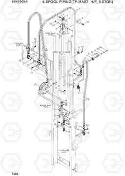 7305 4-SPOOL PIPING(TF-MAST,H/ R, 5.0TON) 40/45/50B-9, Hyundai